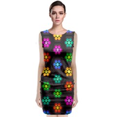 Pattern Background Colorful Design Sleeveless Velvet Midi Dress