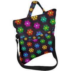 Pattern Background Colorful Design Fold Over Handle Tote Bag by Amaryn4rt