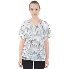 Pattern Motif Decor V-neck Dolman Drape Top