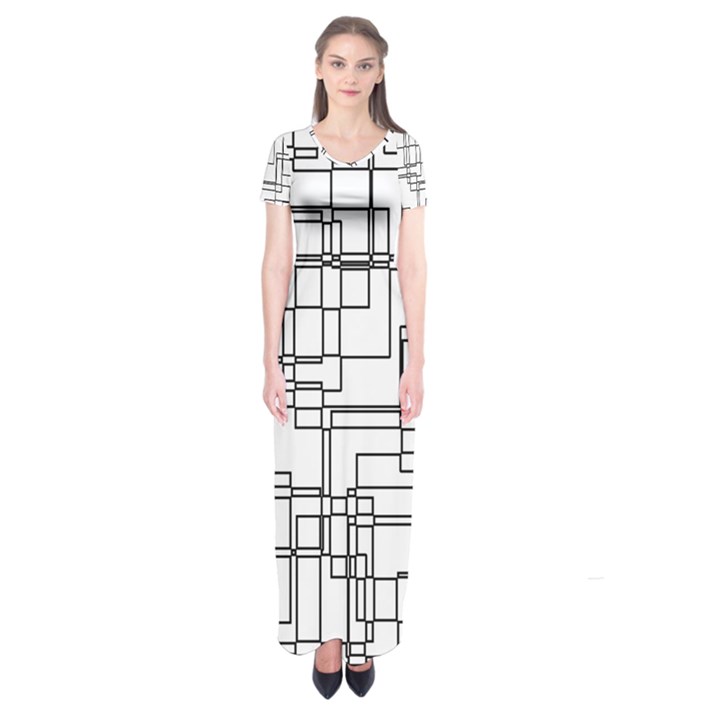 Structure Pattern Network Short Sleeve Maxi Dress