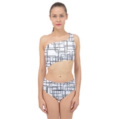 Structure Pattern Network Spliced Up Two Piece Swimsuit by Amaryn4rt