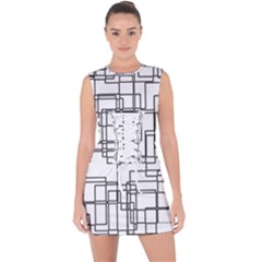 Structure Pattern Network Lace Up Front Bodycon Dress by Amaryn4rt