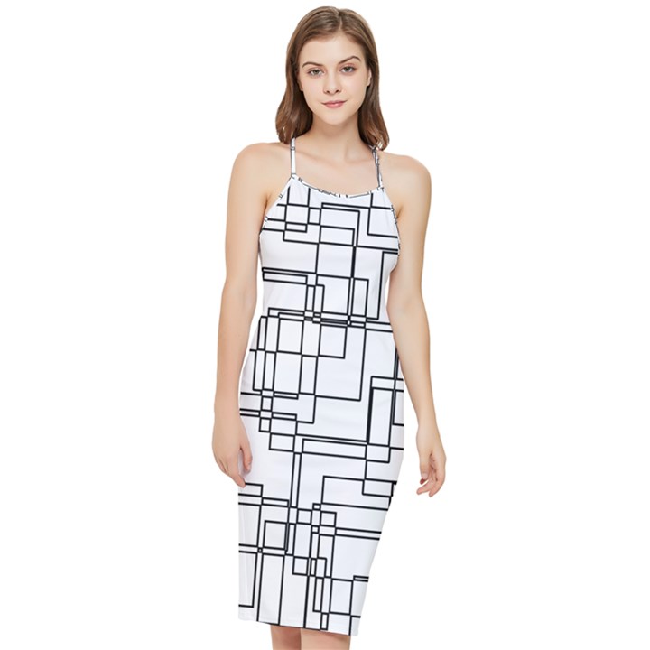 Structure Pattern Network Bodycon Cross Back Summer Dress