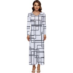 Structure Pattern Network Long Sleeve Longline Maxi Dress by Amaryn4rt