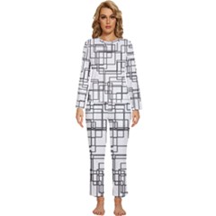 Structure Pattern Network Womens  Long Sleeve Lightweight Pajamas Set