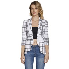 Structure Pattern Network Women s 3/4 Sleeve Ruffle Edge Open Front Jacket by Amaryn4rt