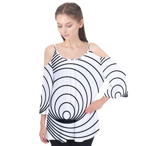 Spiral Eddy Route Symbol Bent Flutter Sleeve T-shirt  by Amaryn4rt