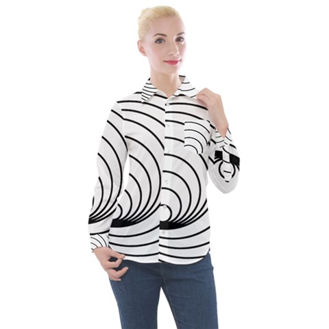 Spiral Eddy Route Symbol Bent Women s Long Sleeve Pocket Shirt by Amaryn4rt