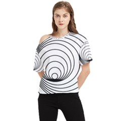 Spiral Eddy Route Symbol Bent One Shoulder Cut Out T-shirt by Amaryn4rt