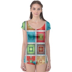 Tiles Pattern Background Colorful Boyleg Leotard 