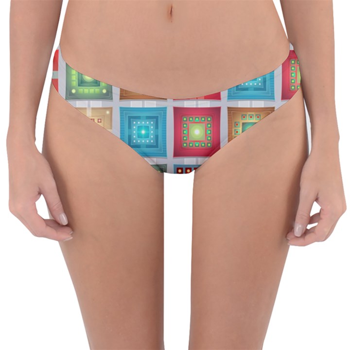 Tiles Pattern Background Colorful Reversible Hipster Bikini Bottoms