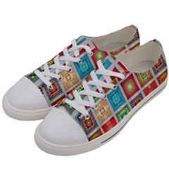 Tiles Pattern Background Colorful Women s Low Top Canvas Sneakers by Amaryn4rt