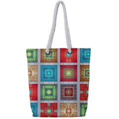 Tiles Pattern Background Colorful Full Print Rope Handle Tote (small) by Amaryn4rt