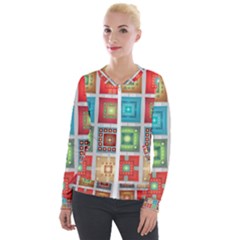 Tiles Pattern Background Colorful Velvet Zip Up Jacket by Amaryn4rt