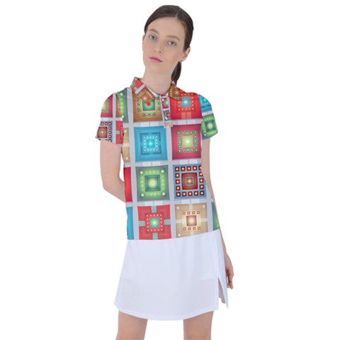 Tiles Pattern Background Colorful Women s Polo T-shirt by Amaryn4rt