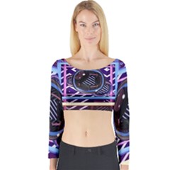 Abstract Sphere Room 3d Design Long Sleeve Crop Top by Amaryn4rt