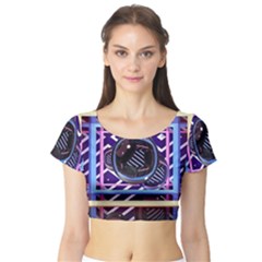 Abstract Sphere Room 3d Design Short Sleeve Crop Top by Amaryn4rt