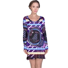 Abstract Sphere Room 3d Design Long Sleeve Nightdress by Amaryn4rt