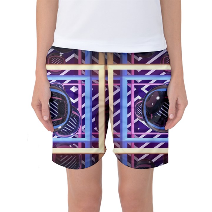 Abstract Sphere Room 3d Design Women s Basketball Shorts