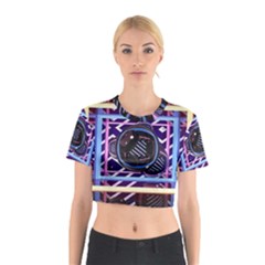 Abstract Sphere Room 3d Design Cotton Crop Top by Amaryn4rt