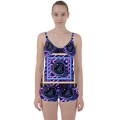 Abstract Sphere Room 3d Design Tie Front Two Piece Tankini by Amaryn4rt