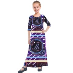 Abstract Sphere Room 3d Design Kids  Quarter Sleeve Maxi Dress