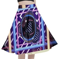 Abstract Sphere Room 3d Design A-line Full Circle Midi Skirt With Pocket by Amaryn4rt