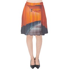 Architecture Art Bright Color Velvet High Waist Skirt by Amaryn4rt