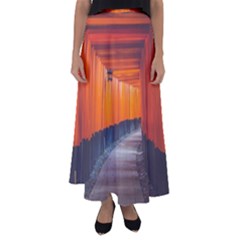 Architecture Art Bright Color Flared Maxi Skirt by Amaryn4rt