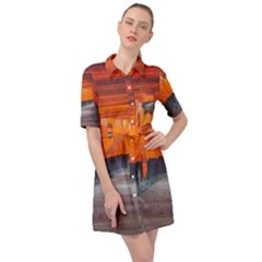 Architecture Art Bright Color Belted Shirt Dress by Amaryn4rt