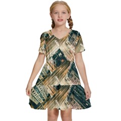 Architecture Buildings City Kids  Short Sleeve Tiered Mini Dress by Amaryn4rt