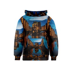 Hamburg City Blue Hour Night Kids  Pullover Hoodie by Amaryn4rt