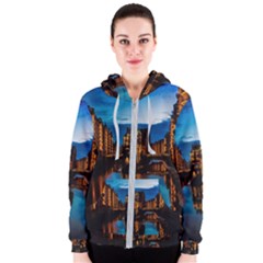 Hamburg City Blue Hour Night Women s Zipper Hoodie by Amaryn4rt