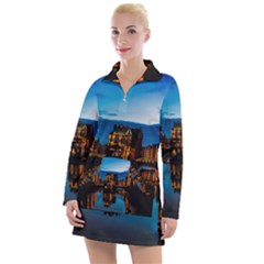 Hamburg City Blue Hour Night Women s Long Sleeve Casual Dress by Amaryn4rt