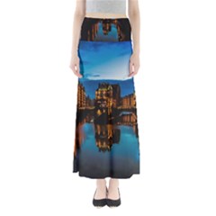 Hamburg City Blue Hour Night Full Length Maxi Skirt by Amaryn4rt