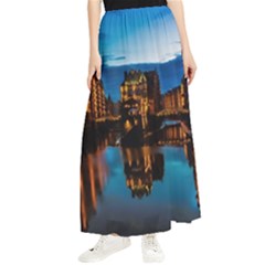 Hamburg City Blue Hour Night Maxi Chiffon Skirt by Amaryn4rt