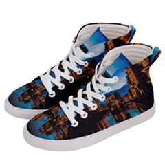 Hamburg City Blue Hour Night Men s Hi-top Skate Sneakers by Amaryn4rt