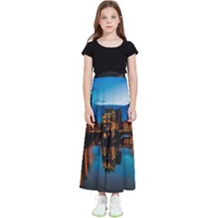 Hamburg City Blue Hour Night Kids  Flared Maxi Skirt by Amaryn4rt