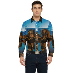 Hamburg City Blue Hour Night Men s Long Sleeve Pocket Shirt  by Amaryn4rt