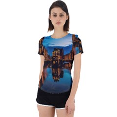 Hamburg City Blue Hour Night Back Cut Out Sport T-shirt by Amaryn4rt