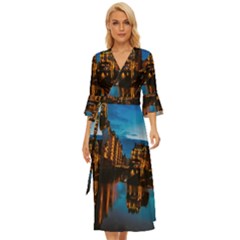 Hamburg City Blue Hour Night Midsummer Wrap Dress by Amaryn4rt