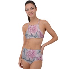 Cloves Flowers Pink Carnation Pink Halter Tankini Set by Amaryn4rt