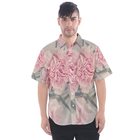 Cloves Flowers Pink Carnation Pink Men s Short Sleeve Shirt by Amaryn4rt