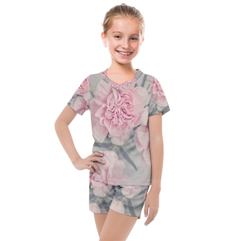 Cloves Flowers Pink Carnation Pink Kids  Mesh T-shirt And Shorts Set by Amaryn4rt