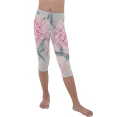 Cloves Flowers Pink Carnation Pink Kids  Lightweight Velour Capri Leggings  by Amaryn4rt