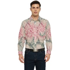 Cloves Flowers Pink Carnation Pink Men s Long Sleeve Pocket Shirt  by Amaryn4rt