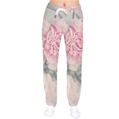 Cloves Flowers Pink Carnation Pink Women Velvet Drawstring Pants