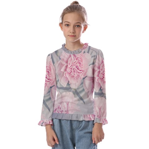 Cloves Flowers Pink Carnation Pink Kids  Frill Detail T-shirt by Amaryn4rt