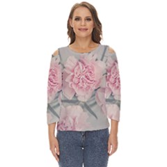 Cloves Flowers Pink Carnation Pink Cut Out Wide Sleeve Top