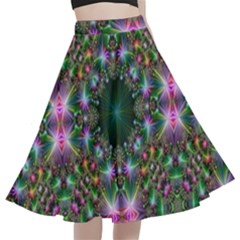 Digital Kaleidoscope A-line Full Circle Midi Skirt With Pocket by Amaryn4rt